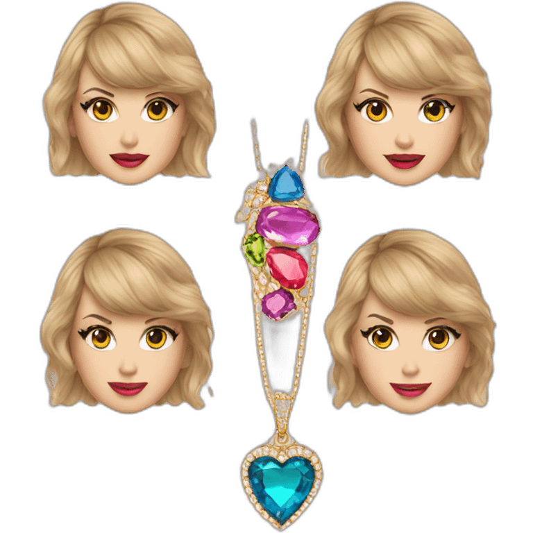 taylor swift wearing colorful jewels emoji