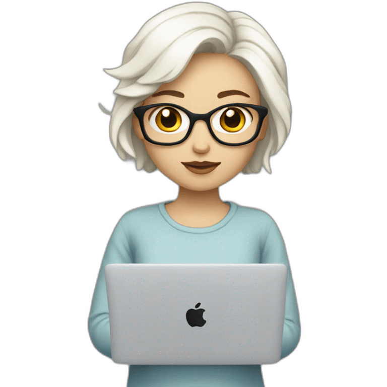 it-programmer-girl-white-short-hair-with-macbook-no-glasses emoji