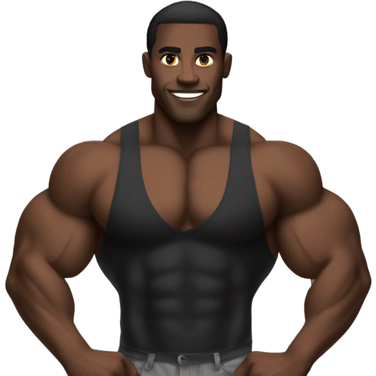 A black body builder showing muscles  emoji