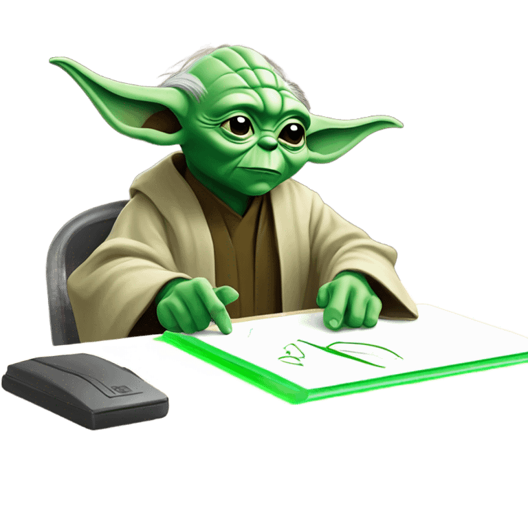 Master Yoda draws on a graphics tablet emoji