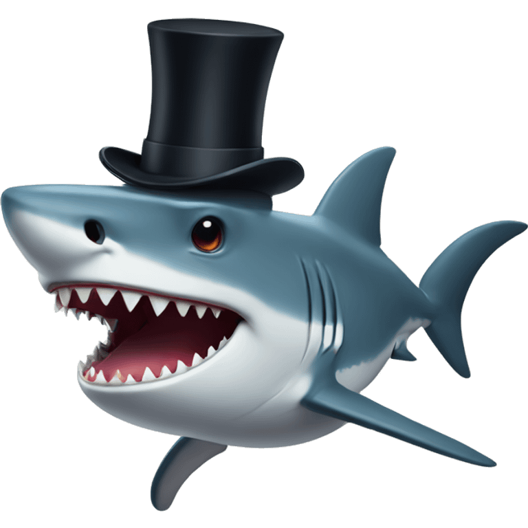 Shark with a top hat emoji