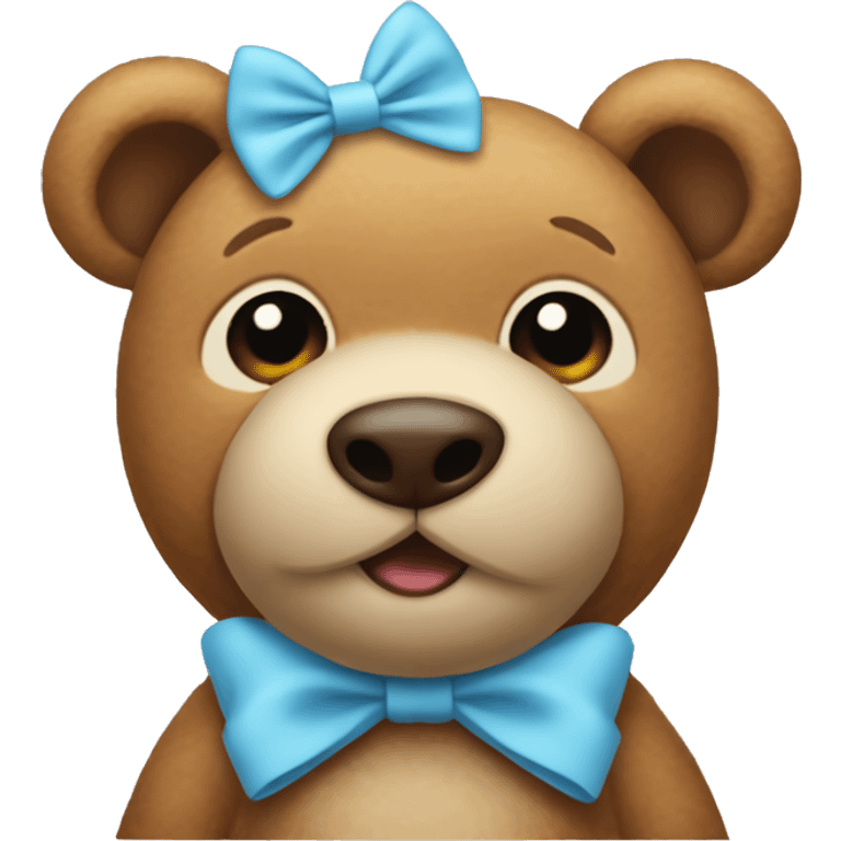 Teddy Baer with a light blue bow on its ear  emoji