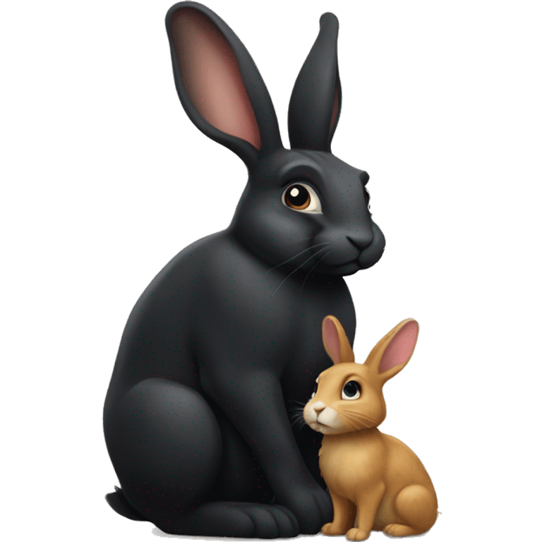 A big black rabbit and a small tan rabbit emoji