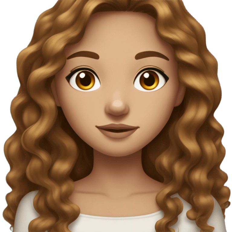 Beautiful brunette girl with freckles, long wavy hair, nose stud, light brown eyes and lashes, Italian emoji