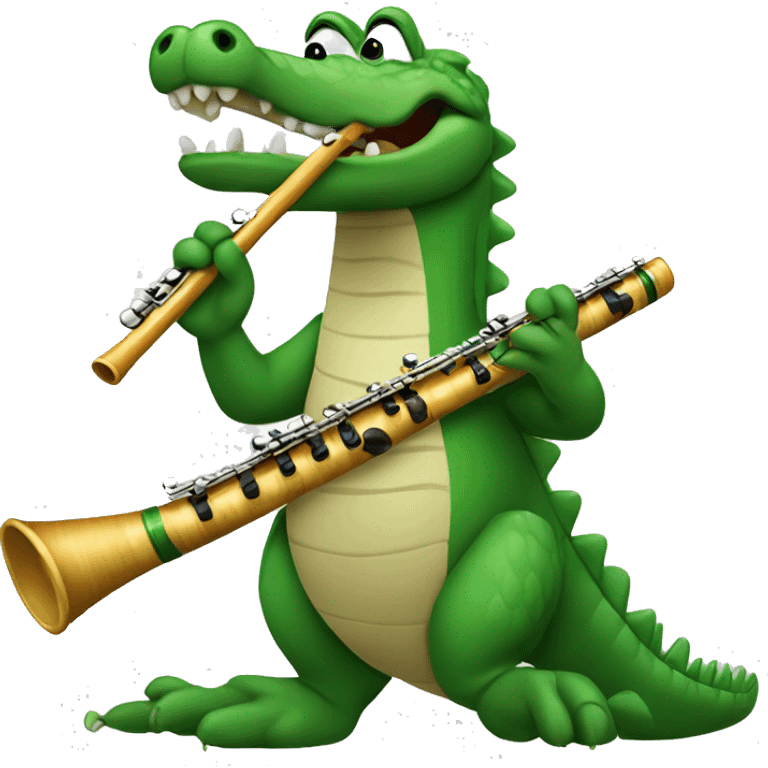 Alligator playing flute emoji