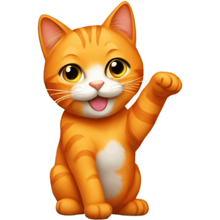 Orange cat peace hand  emoji