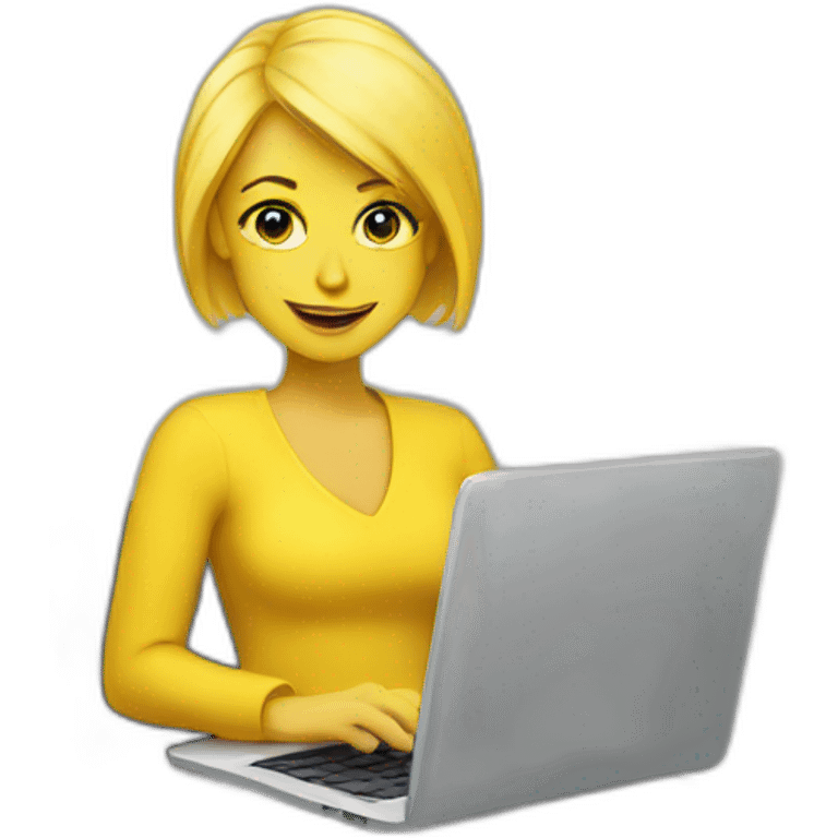 Yellow hair woman with a laptop emoji