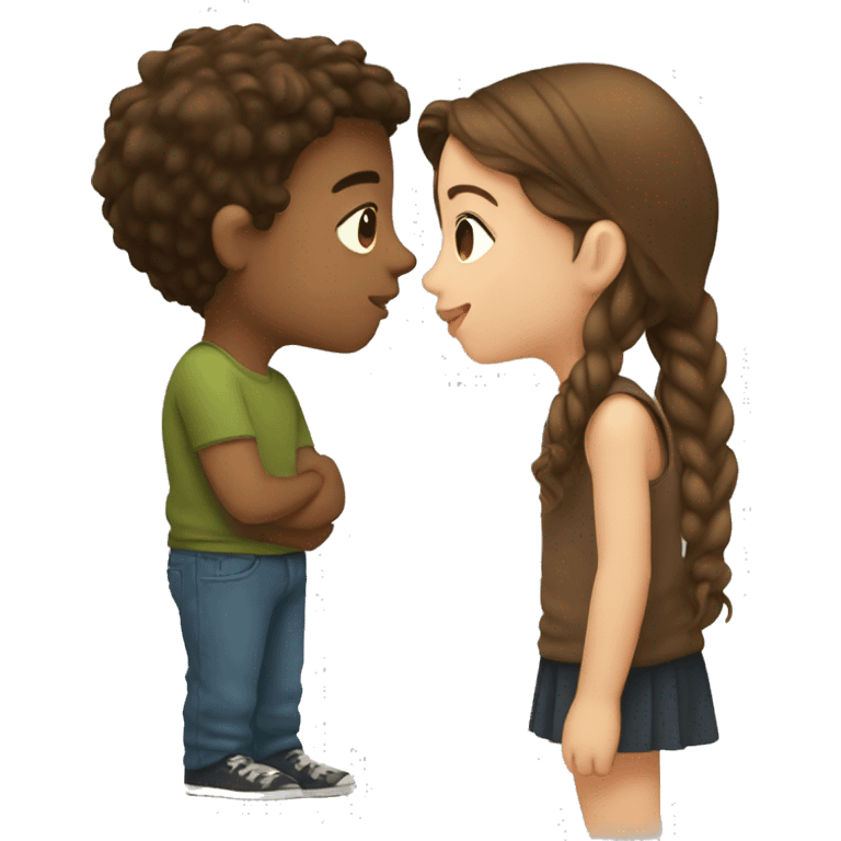 girl with brown hair kiss boy  emoji