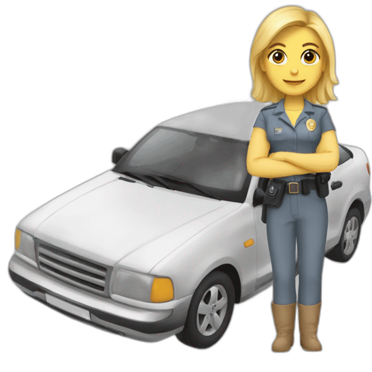 Julia-rubia-encima-de-un-coche-de-polica emoji