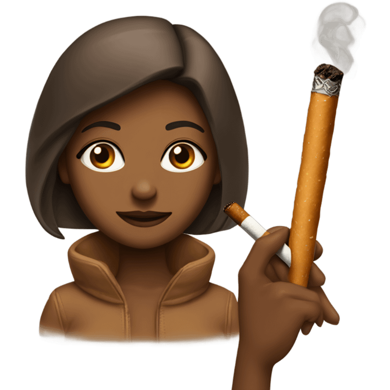 Brown Haares gril with cigarrette  emoji