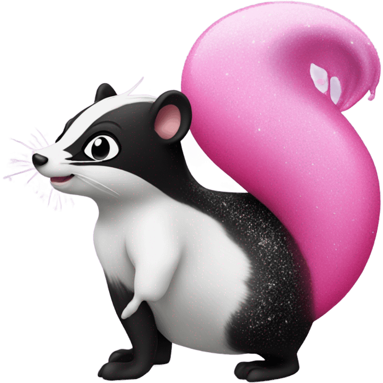 Pink ombre skunk blowing out a fart with glitter  emoji