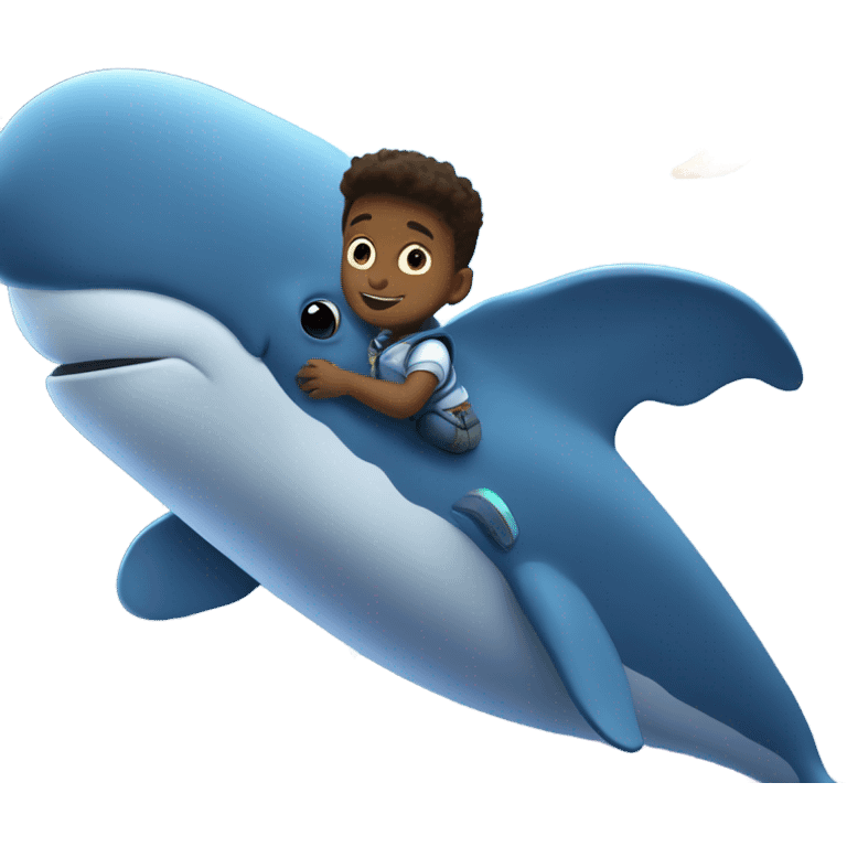 Half boy, half unicorn riding a blue whale through space emoji