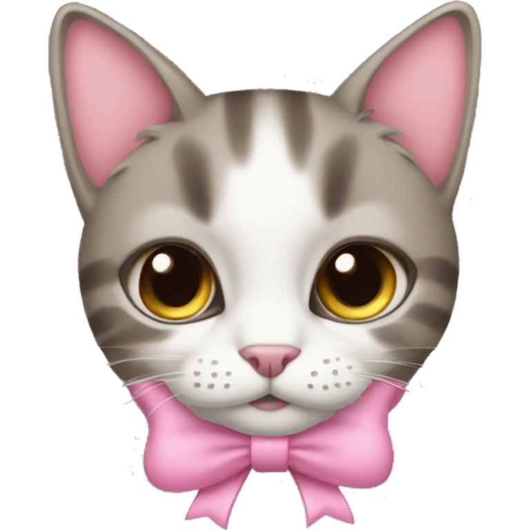 cat wearing a pink bow emoji