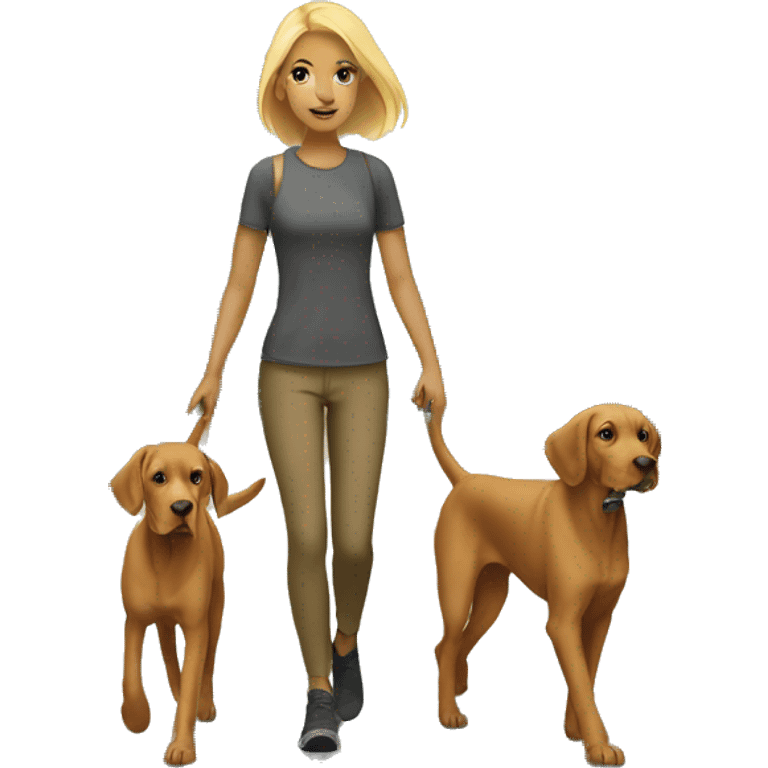  Blonde girl walking two vizslas emoji