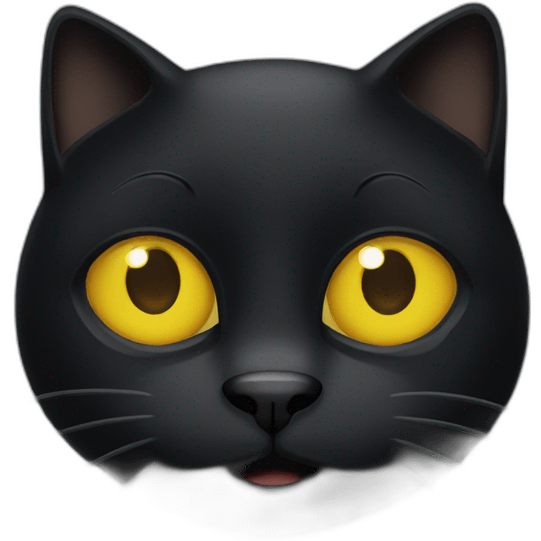 Black cat with yellow eyes emoji