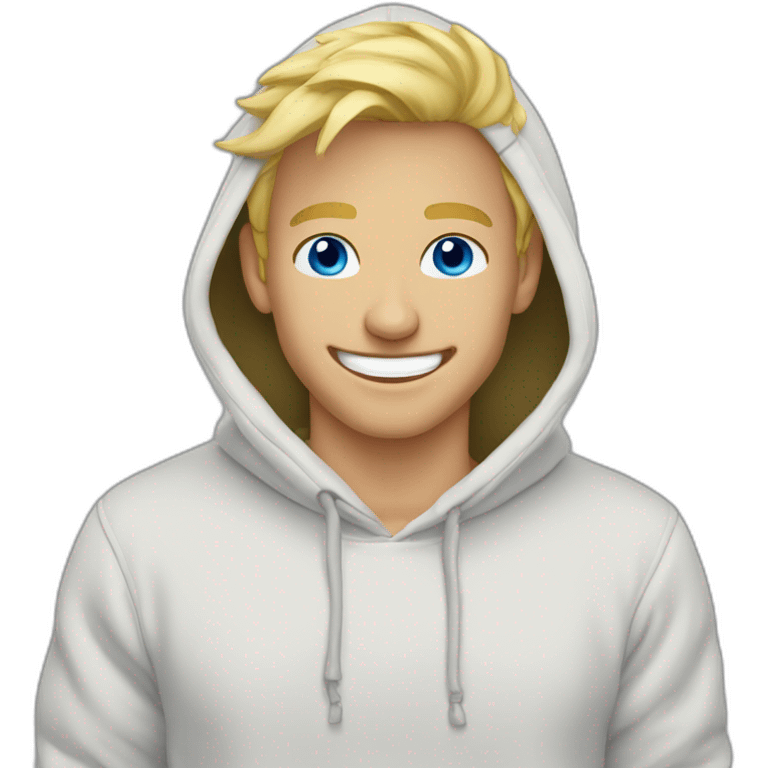 blonde male blue eyes laugh hoodie emoji