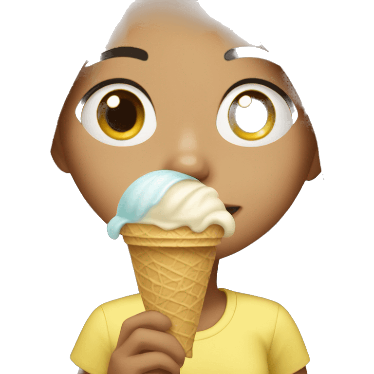 a girl eating ice cream emoji