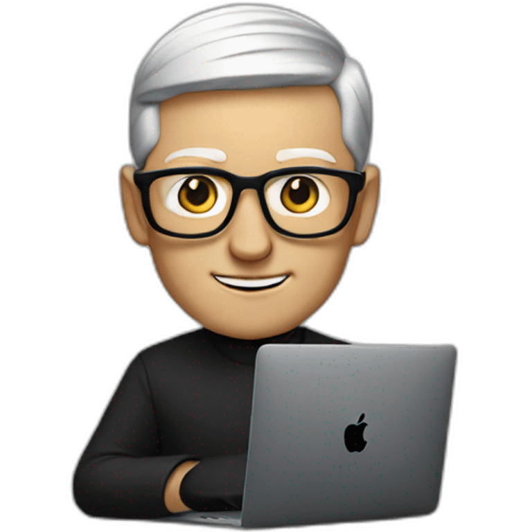 tim cook with black macbook at office emoji