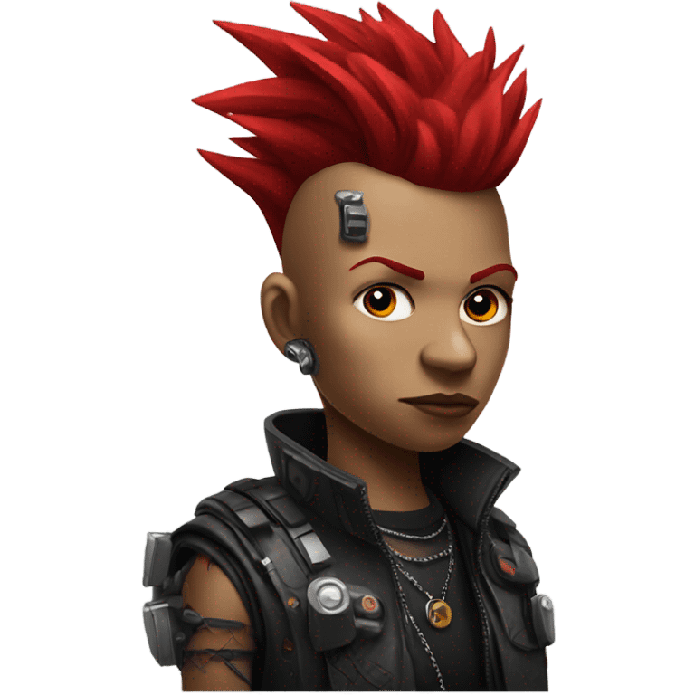 cyberpunk cyborg rockstar with red mohawk emoji