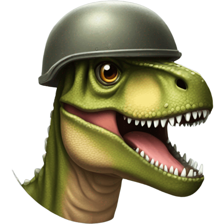 T-Rex wearing a soldier helmet emoji