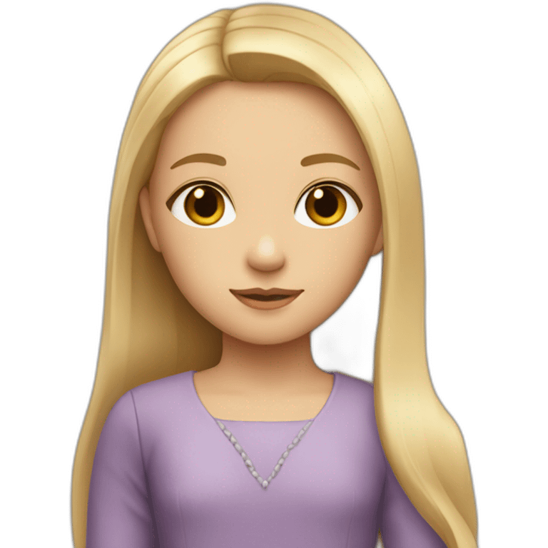 Young girl with long straight blond hair and a dress emoji