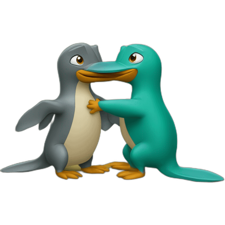 platypus perry and doofenshmirtz kissing under a tree emoji