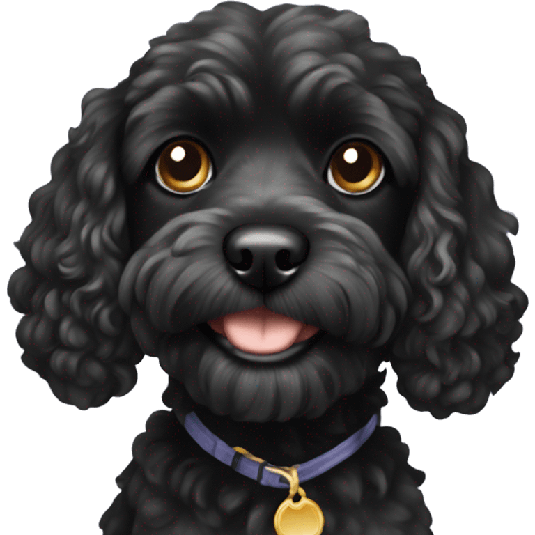 Black cavapoo dog emoji