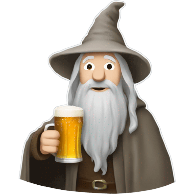 Gandalf having a pint of beer emoji