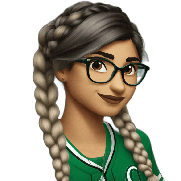 Mia Khalifa slytherin baseball tshirt braid emoji