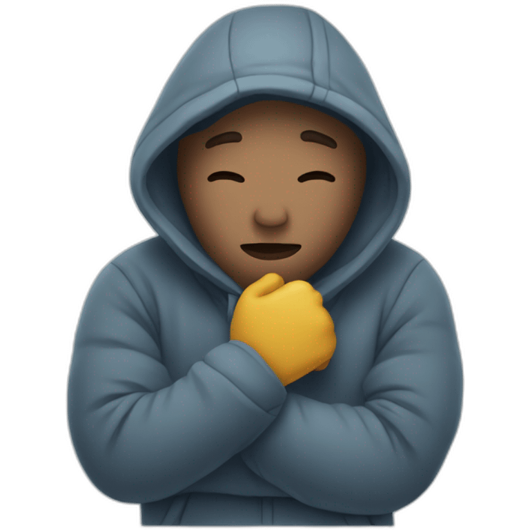 person embraces cold emoji