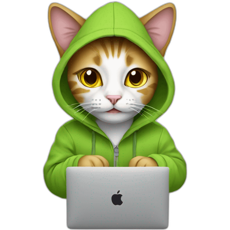 cat with hoodie and a macbook emoji