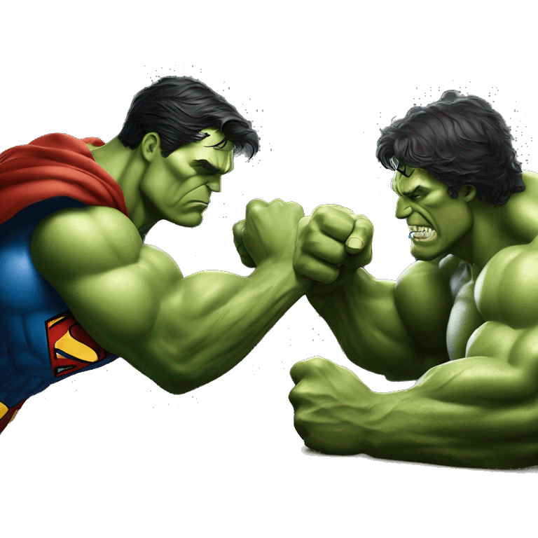 Superman arm wrestling the hulk and make it intense struggle emoji