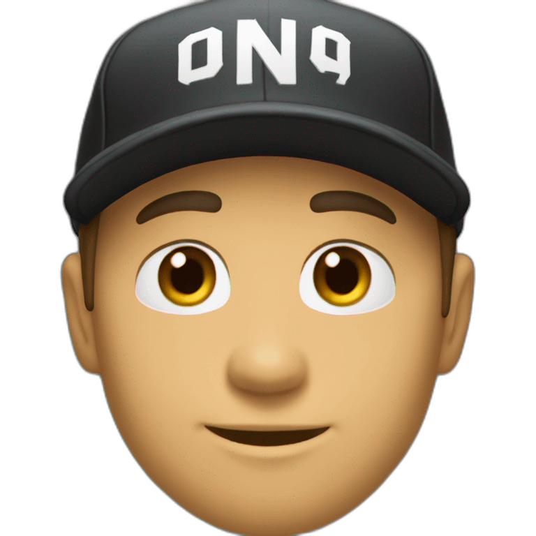 Un black casquette avec infinite player écrit sur son survêtement emoji