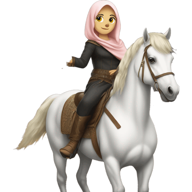 muslim white girl holding lightning on horse emoji