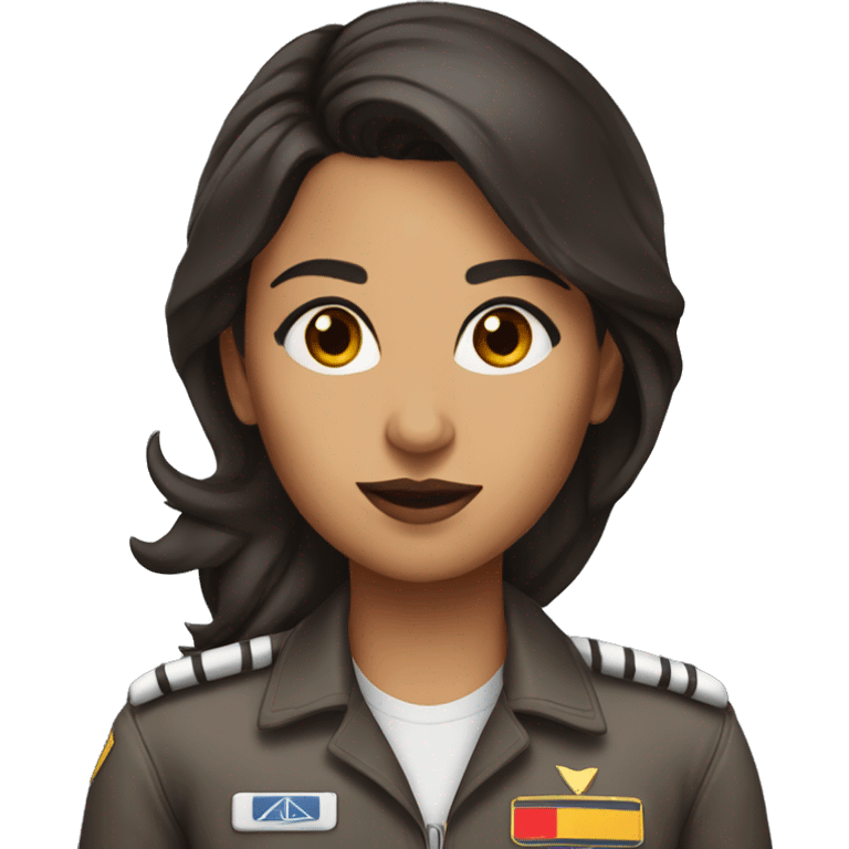 indian female pilot with dark brown hair and brown eyes brown lips emoji