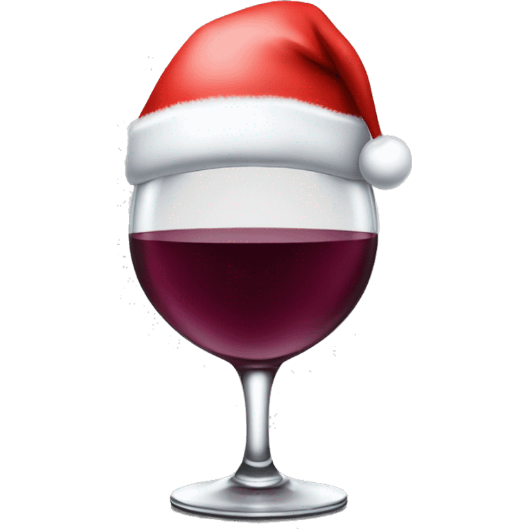 Wine glass with a Santa hat emoji