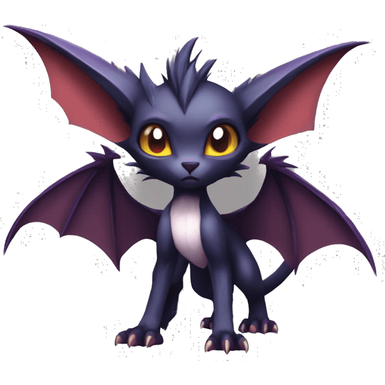  Kawaii Edgy Cool Vampiric Beautiful Noivern-Nargacuga-Litten with big Bat Ears full body emoji