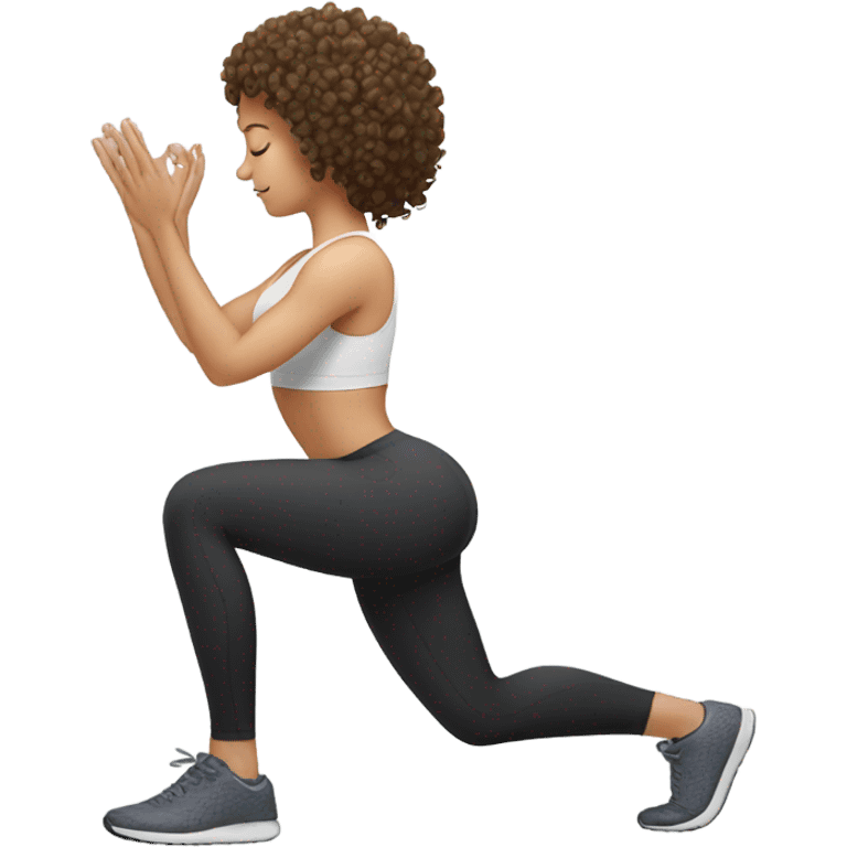 White Curly girl doing glutes training   emoji