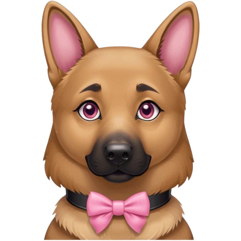 German Shepherd girl honey eyes pink bow collar  emoji