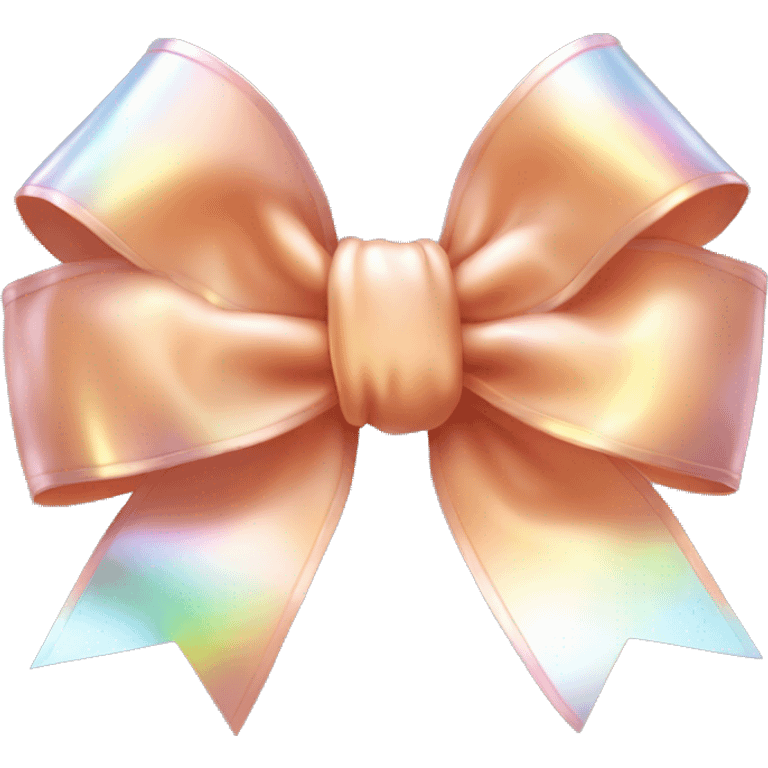 Realistic isolated silver holographic bow with smaller peach color bow attached on top of it. emoji