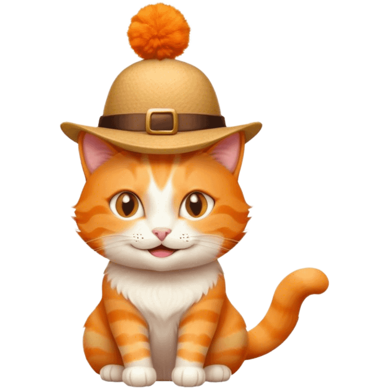 elegant orange cat with hat smiling emoji