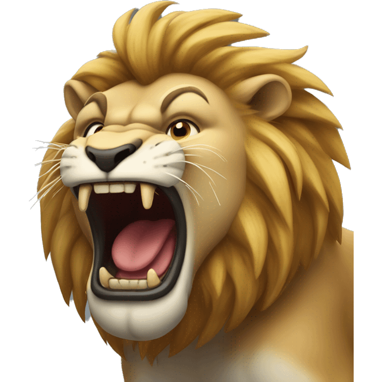 Angry lion roars wriggling his head emoji