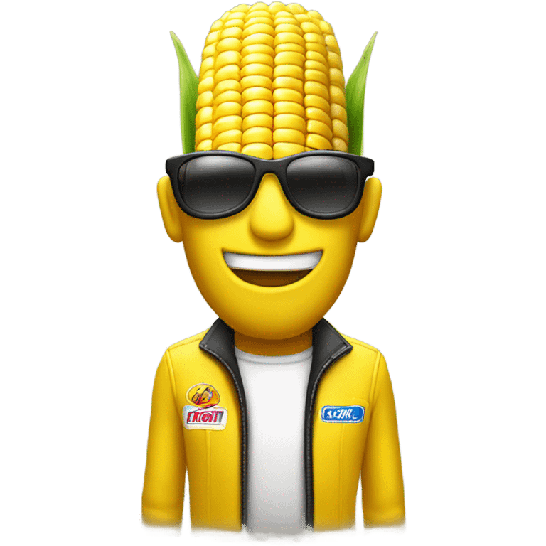 Corn on the cob race car driver emoji