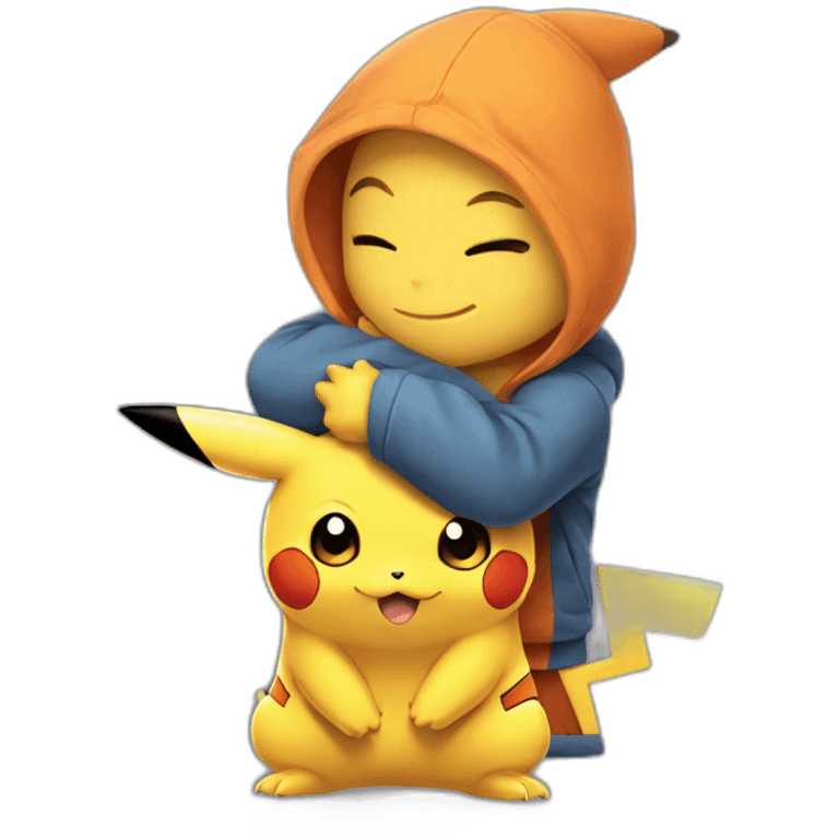 pikachu and charmander hugging emoji