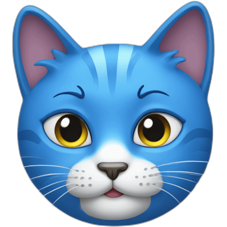 Thinking Blue Cat emoji