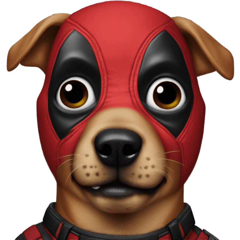 one Deadpool  dog Face with a Deadpool mask emoji