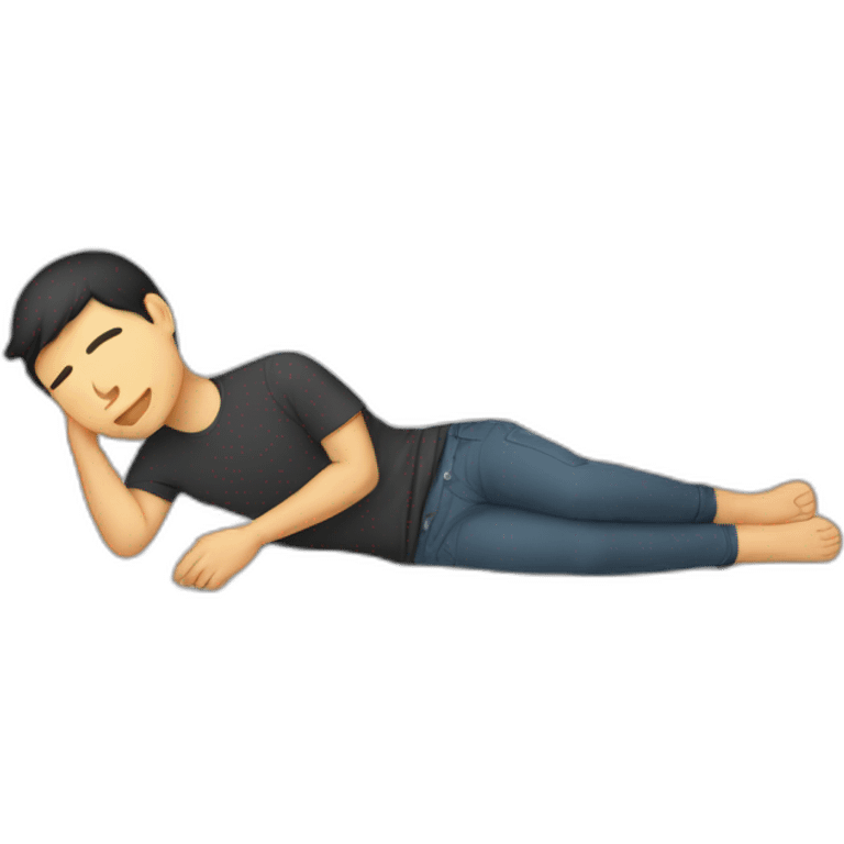 Asian guy sleeping on side with a pillow between his foot emoji