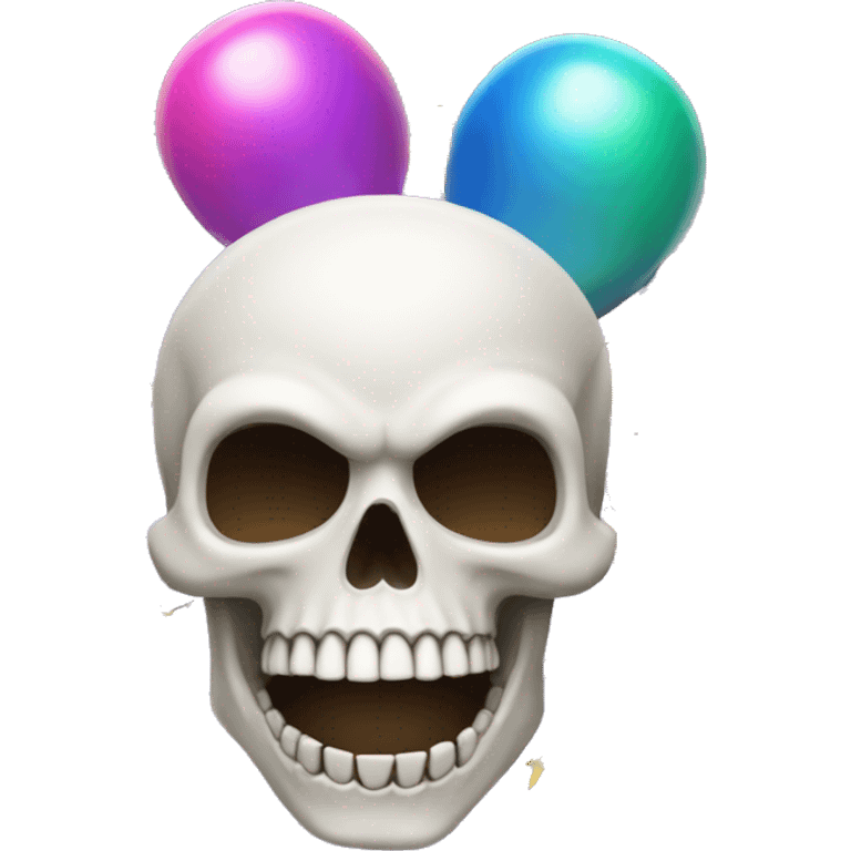 The iPhone skull emoji is holding a party popper and celebrating emoji