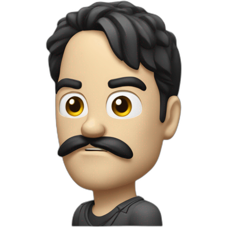 angry white man with split black hair and tiny black mustache pointing realistic toy pistol a emoji