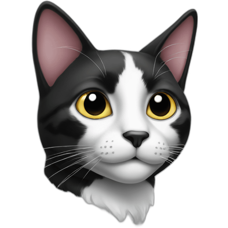 Black and white Cat with black spot emoji